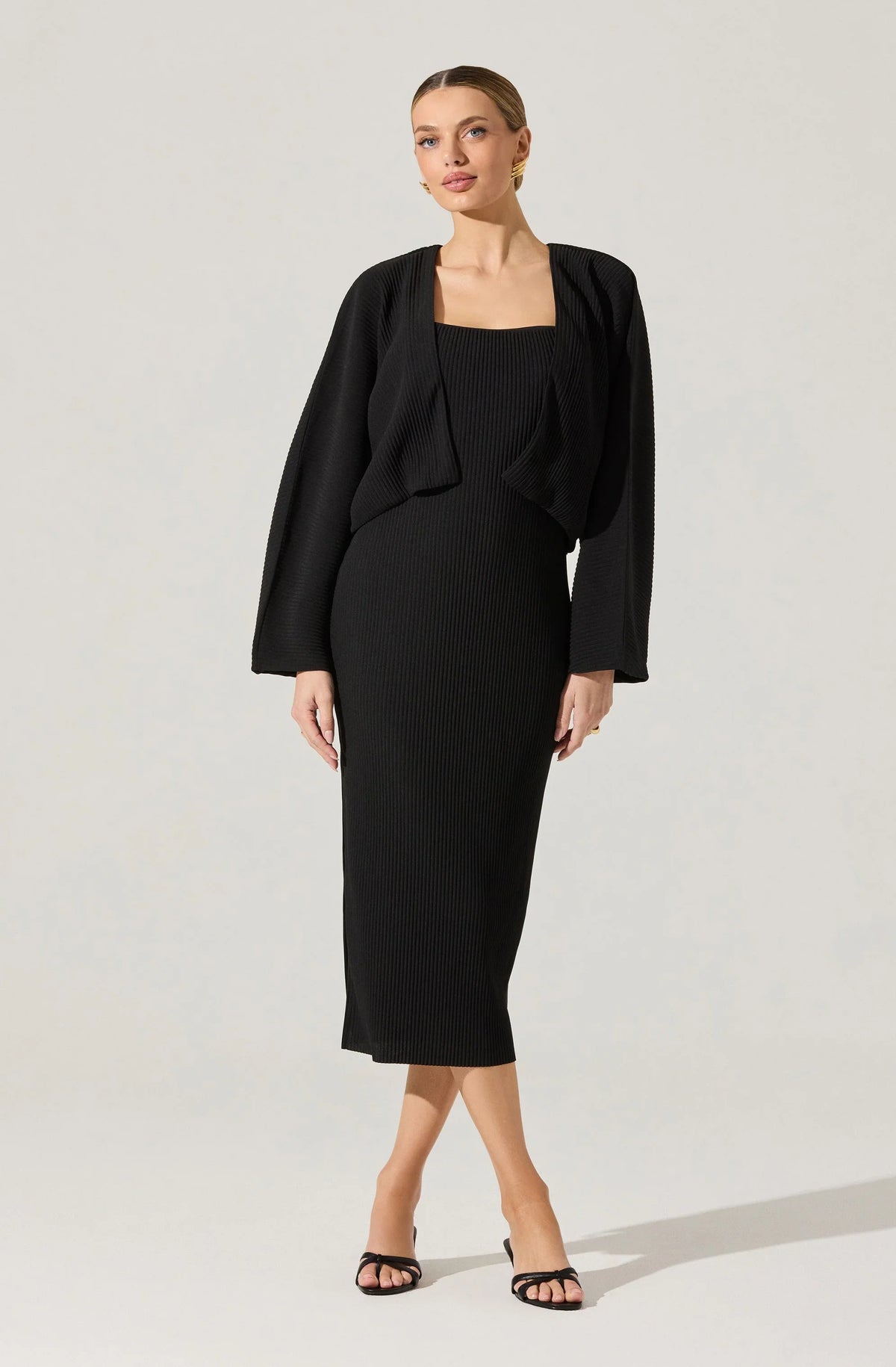 Lbruh Ribbed Midi Dress & Shrug Set