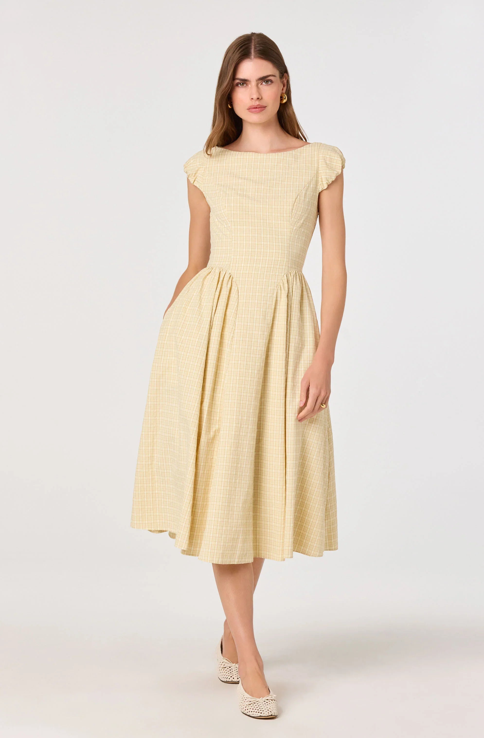 Inixyf Emalee Plaid A-Line Midi Dress