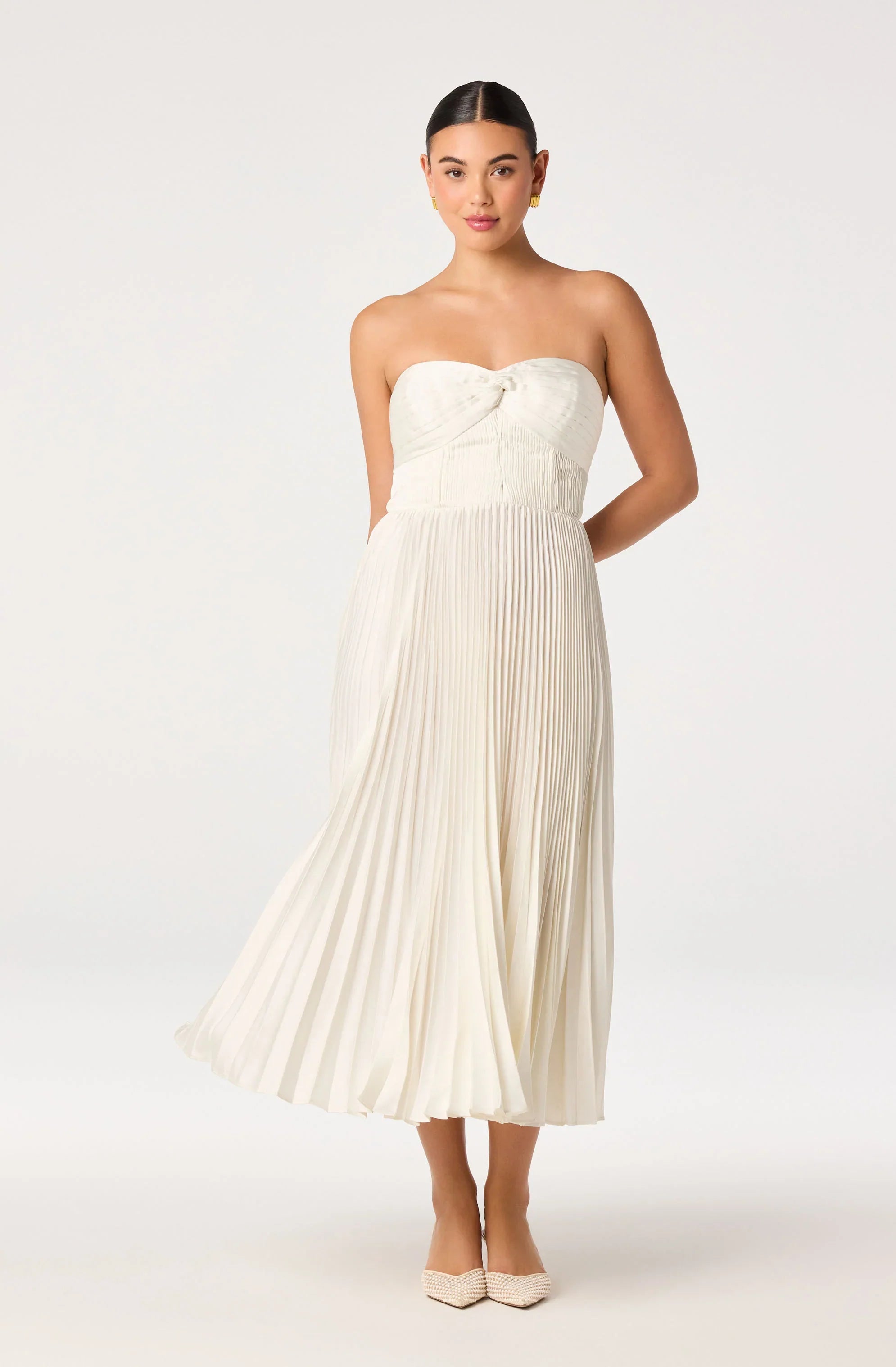 Lbruh Ascella Sweetheart Pleated Midi Dress
