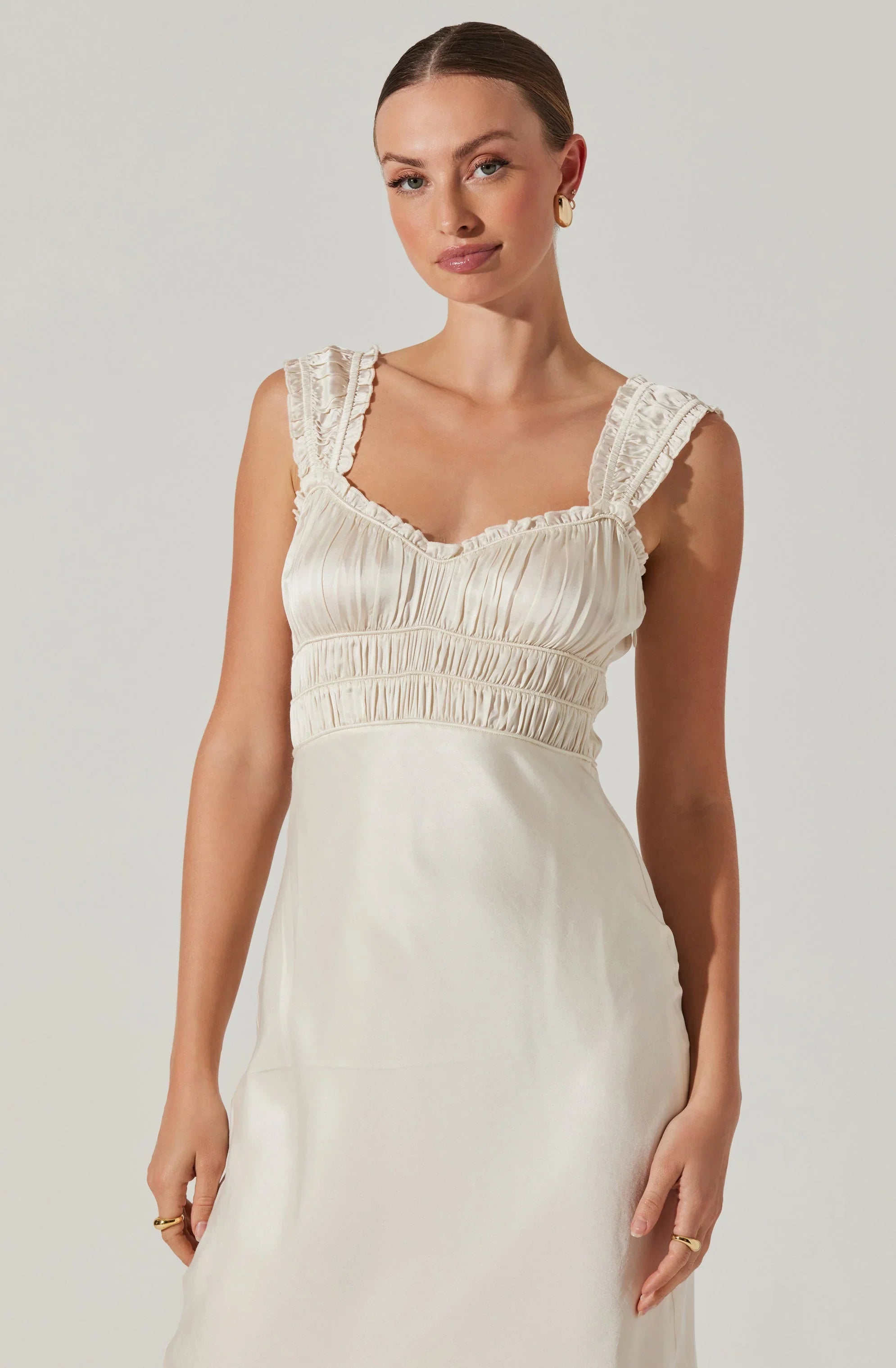 Lbruh Enola Satin Smocked Midi Dress