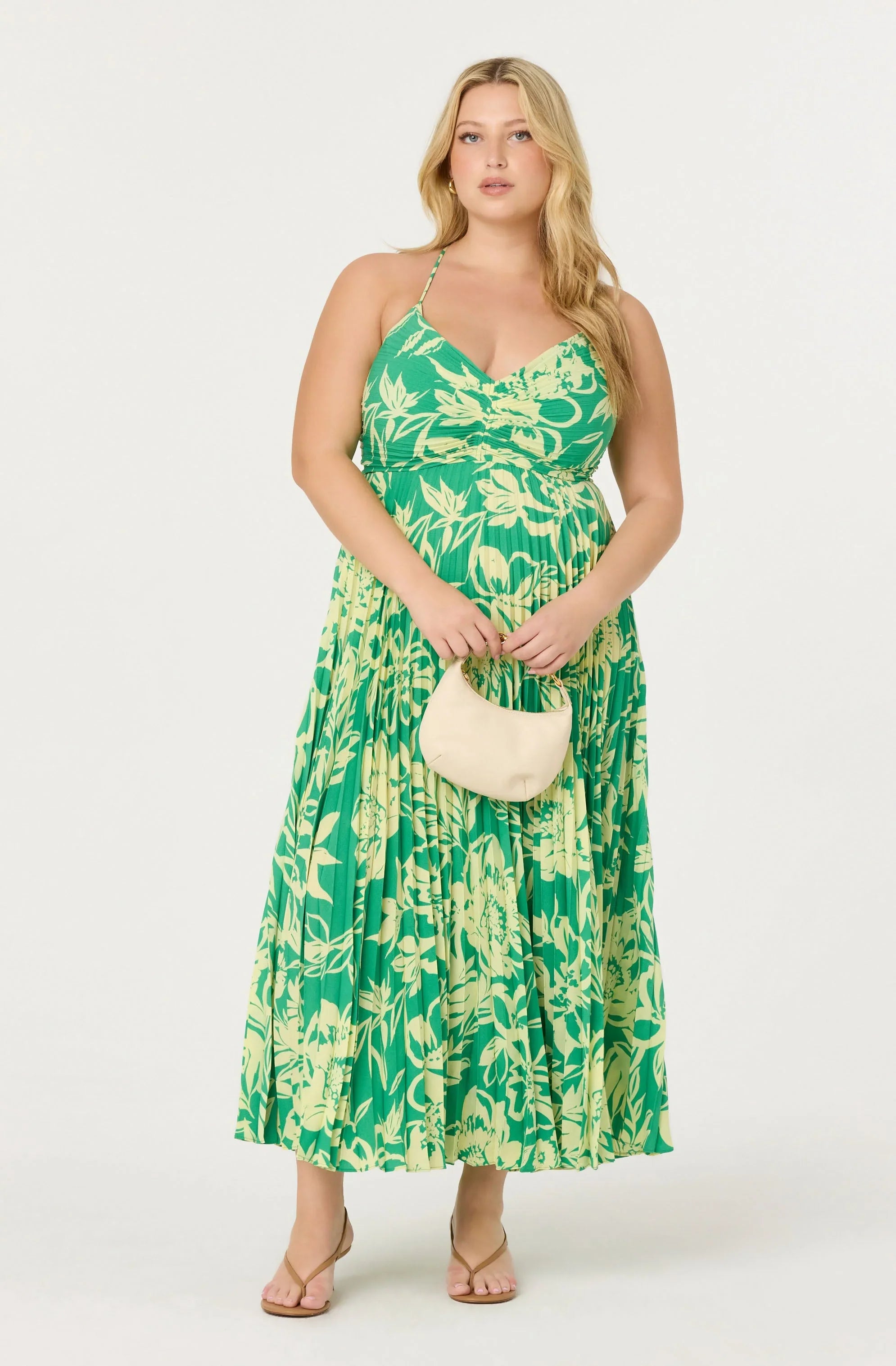 Inixyf Blythe Floral Plisse Midi Dress
