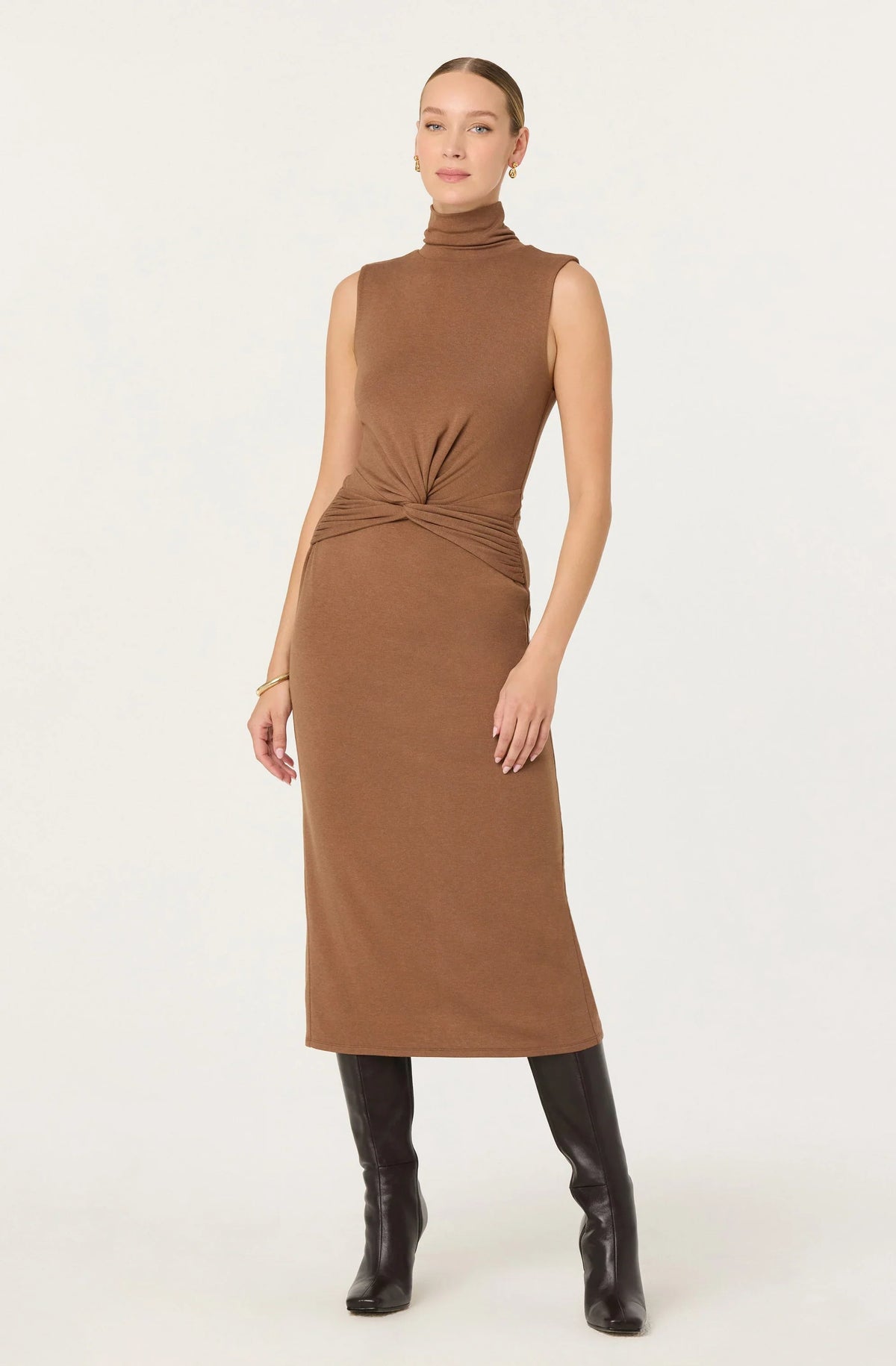 Lbruh Riana Turtleneck Twist Front Maxi Dress