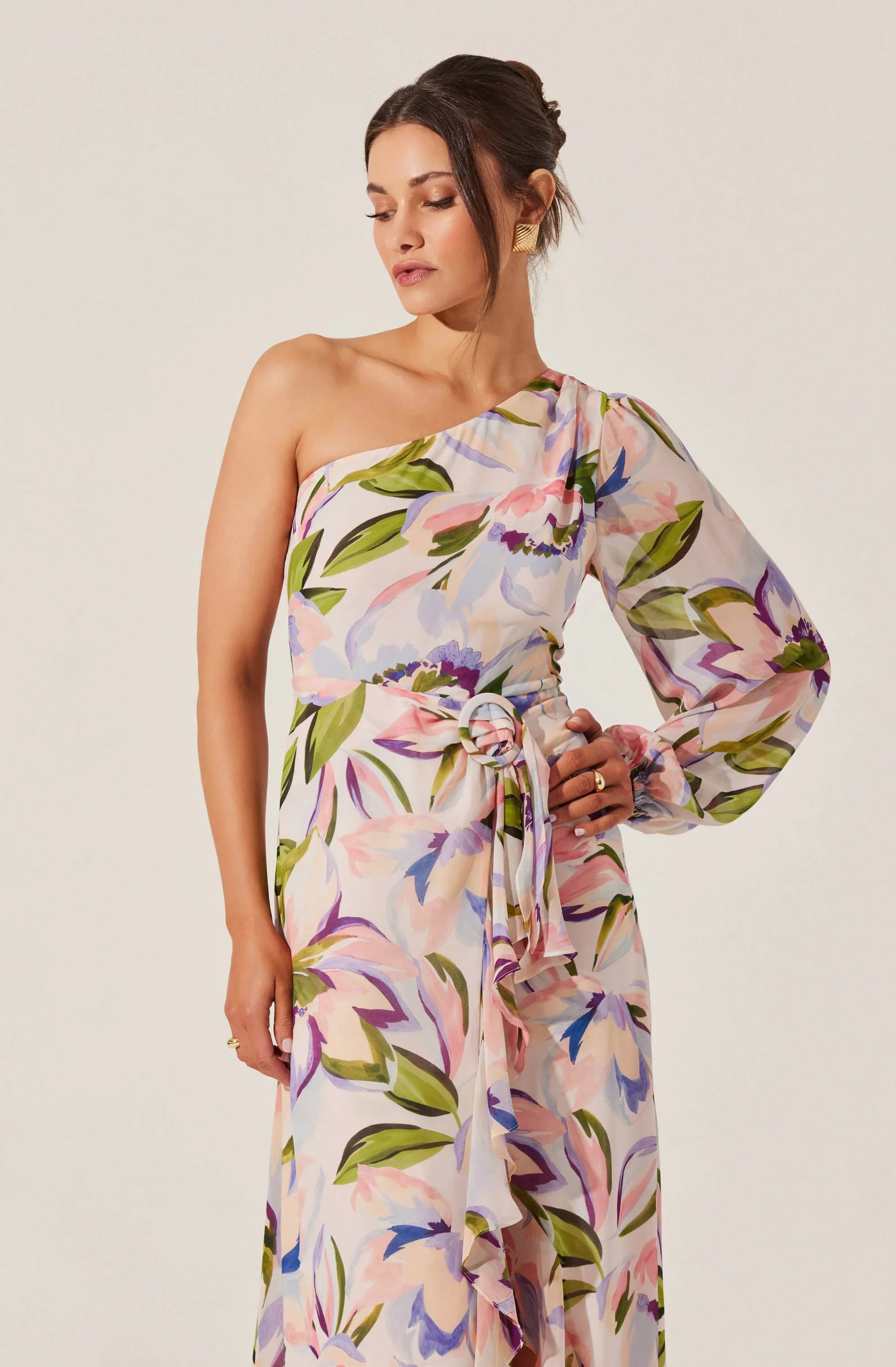Lbruh Sandersonia Floral One Shoulder Dress