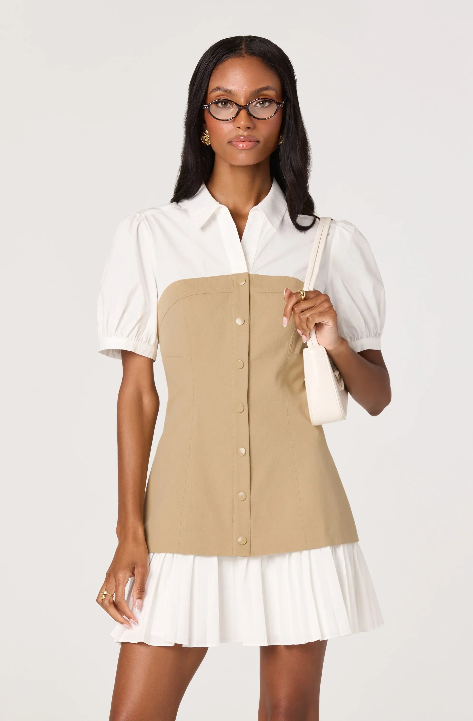 Inixyf Joseline Mixed Media Faux Layered Mini Dress