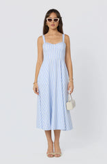 Inixyf Isabela Striped Sweetheart Midi Dress
