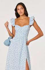 Inixyf Wedelia Ruffle Strap Eyelet Corset Midi Dress