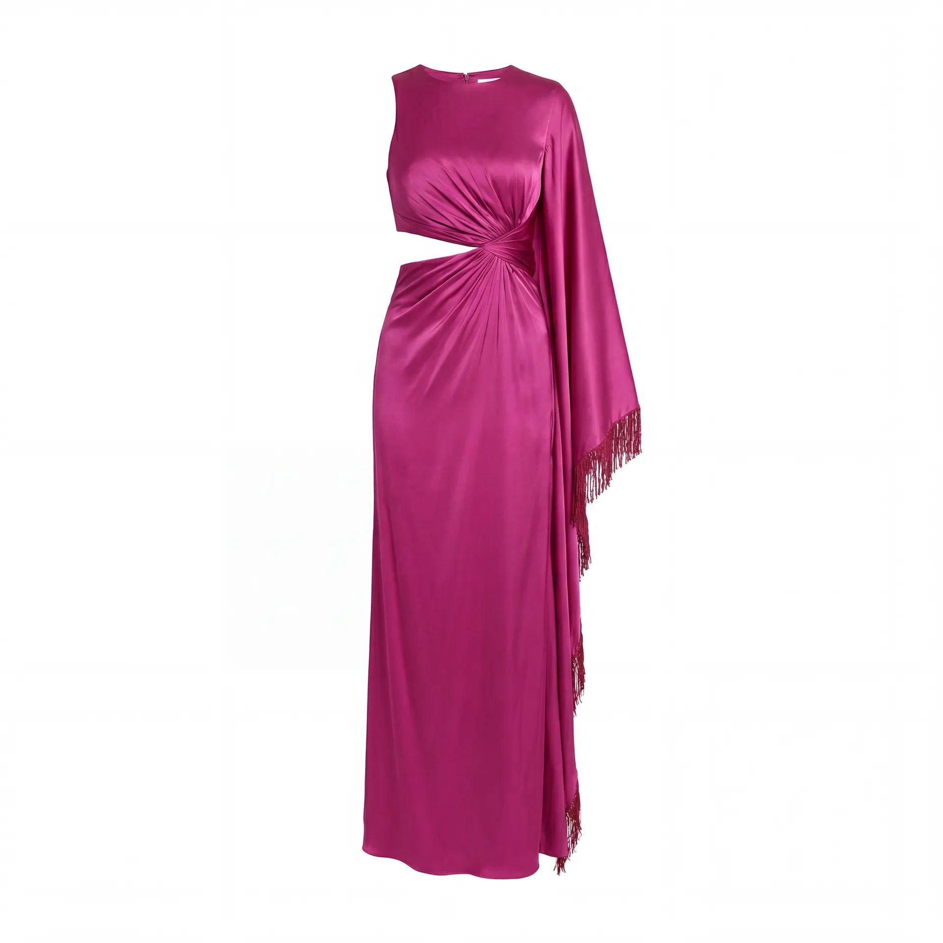 Hot Pink Cut Out Fringe Kaftan Gown