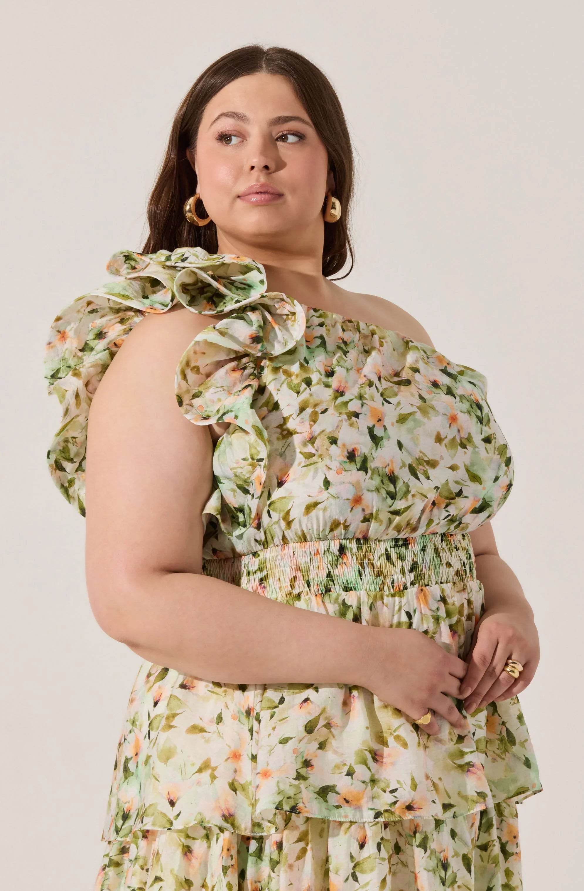 Lbruh Imelda One Shoulder Floral Maxi Dress