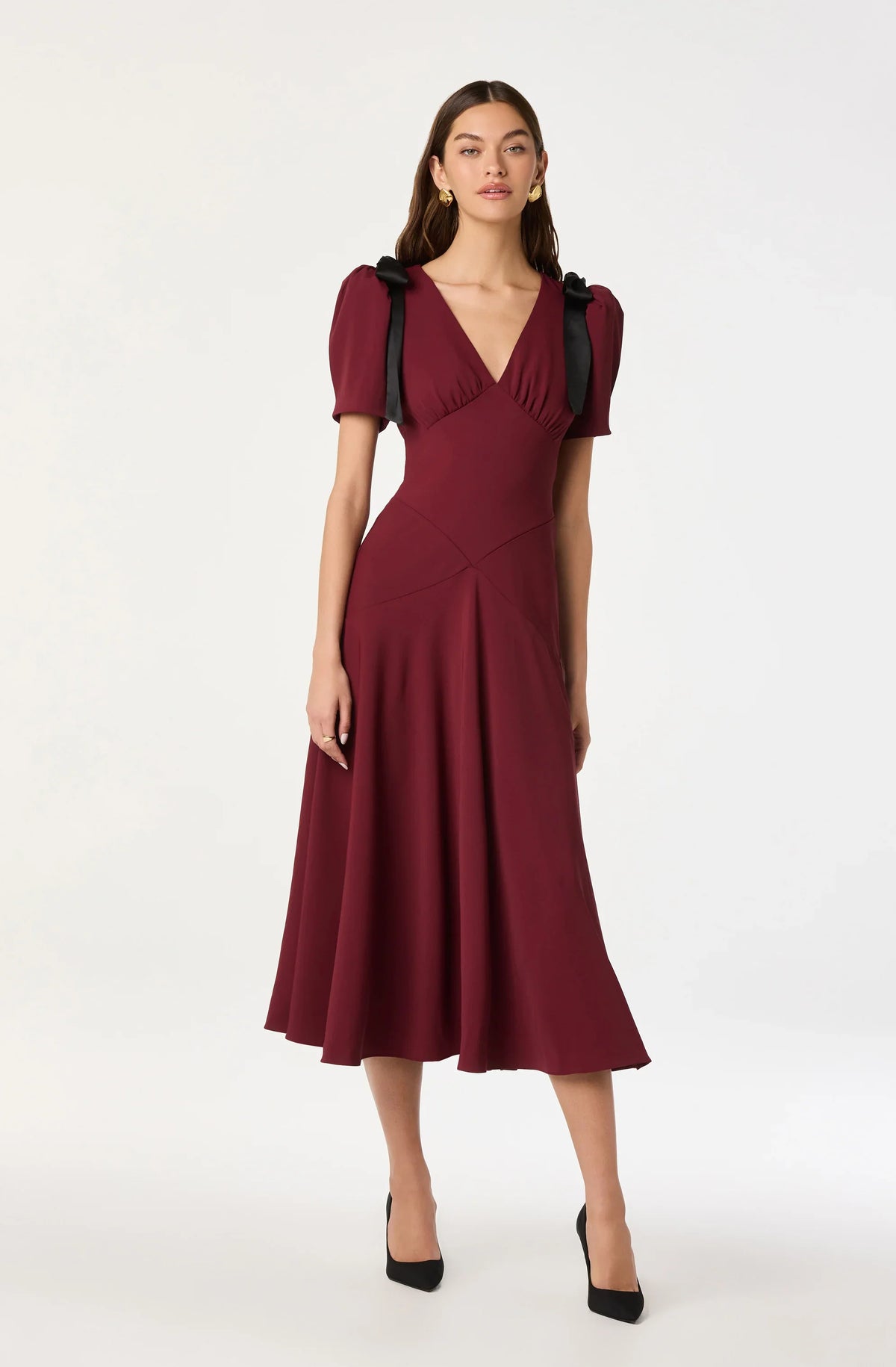 Lbruh Ciela Bow Puff Sleeve Midi Dress