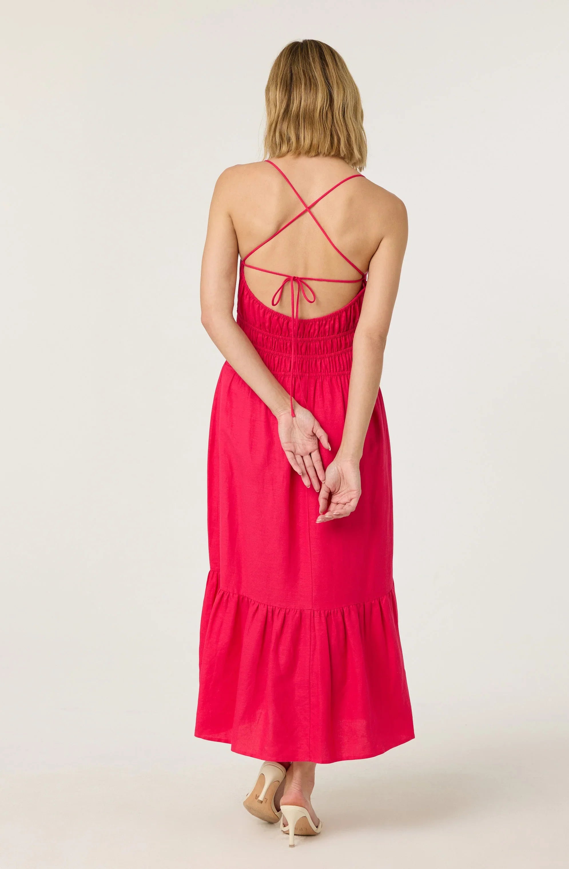 Lbruh Eleni Linen-Blend Midi Dress
