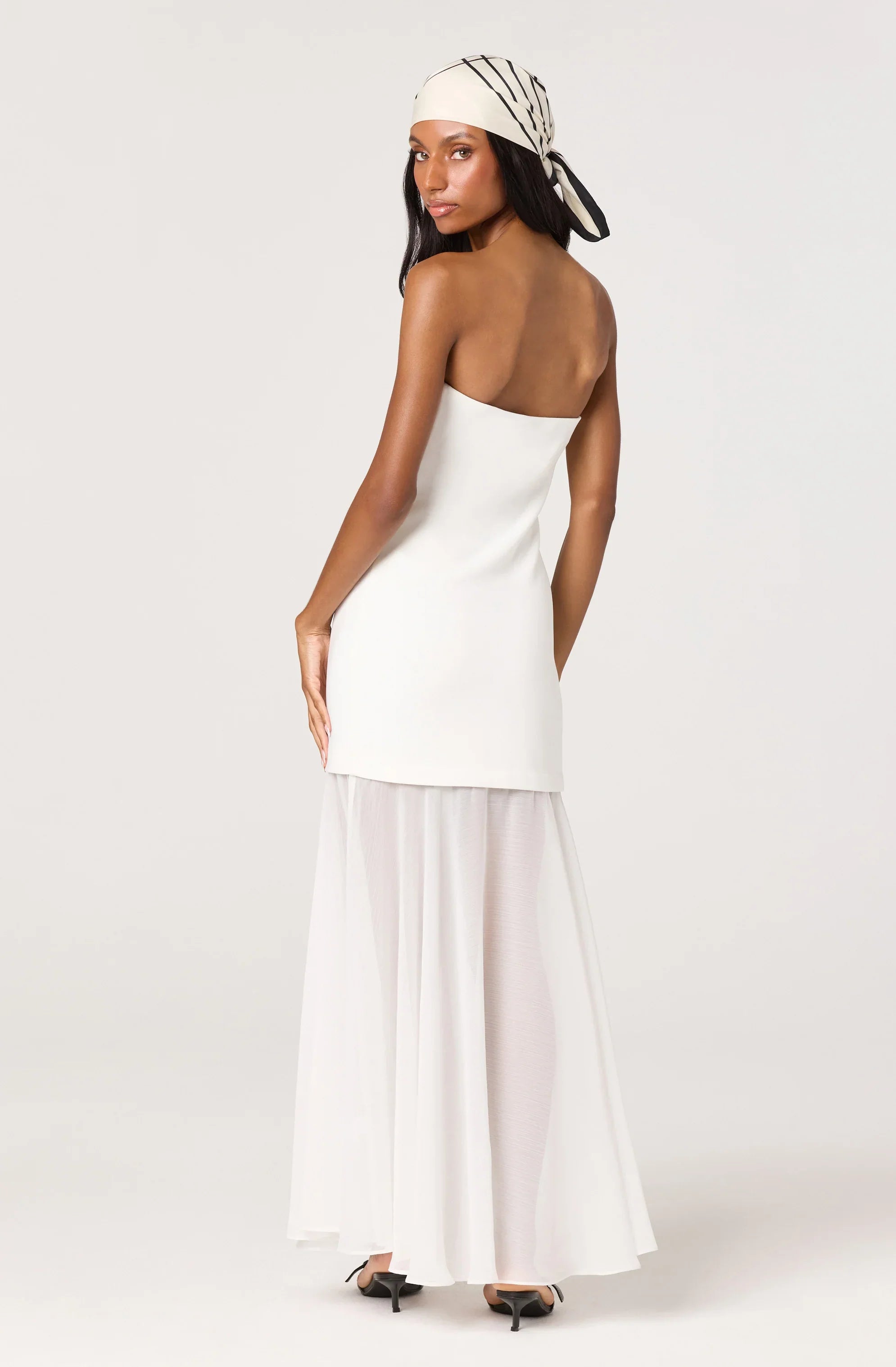 Inixyf Lizet Strapless Mini Dress with Sheer Maxi Overlay