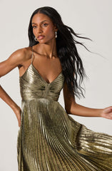 Lbruh Blythe Metallic Plisse Midi Dress