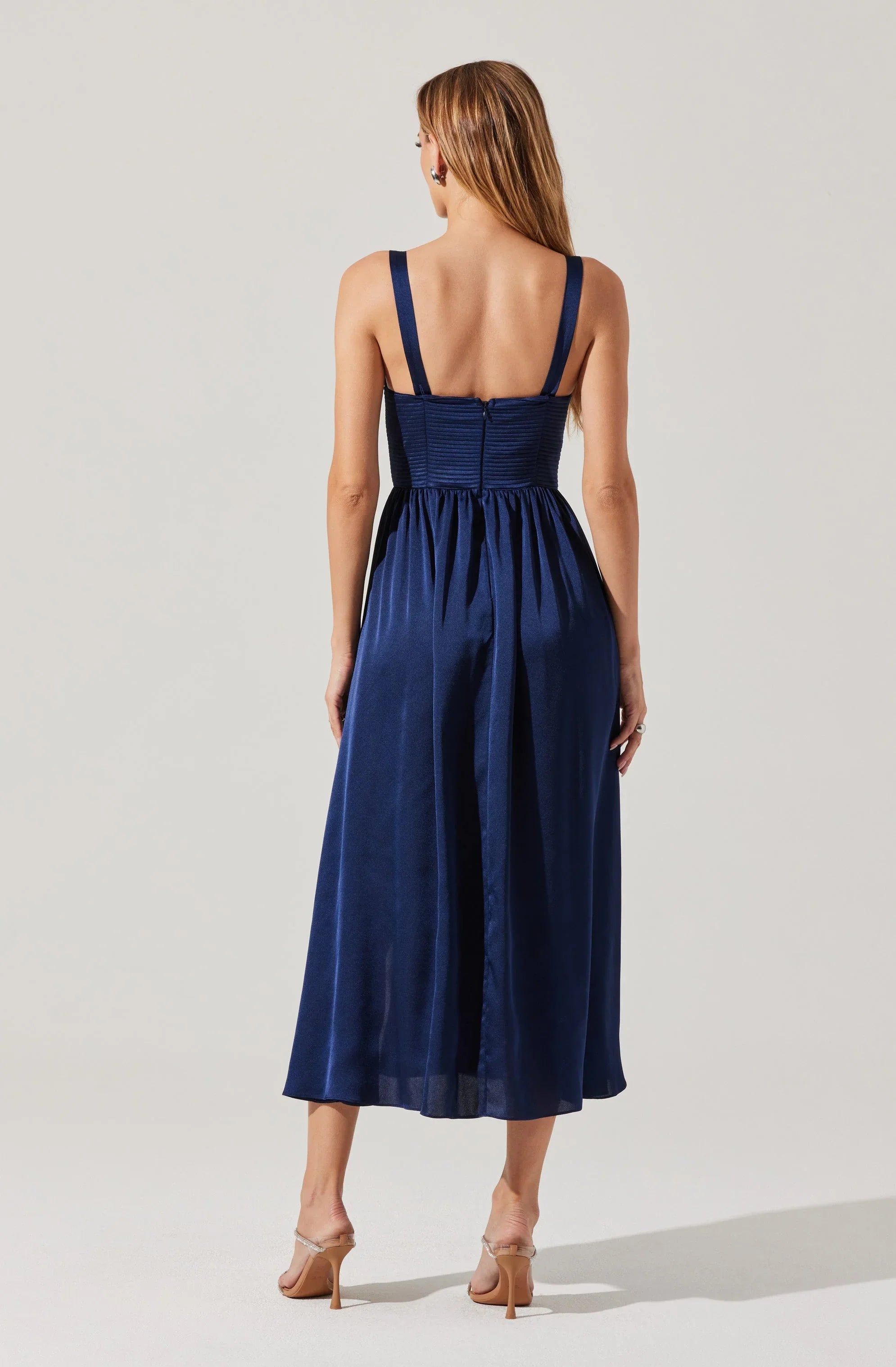 Lbruh Pleated Bustier Midi Dress