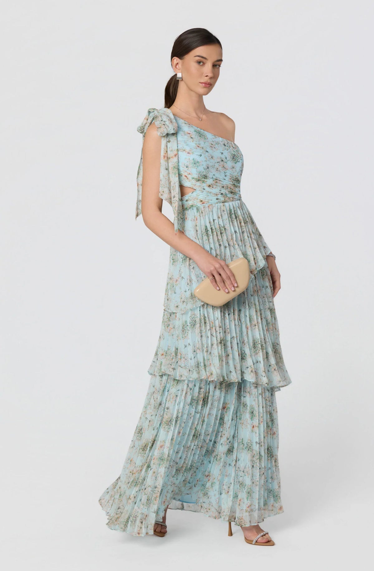 Inixyf Tearra Floral One-Shoulder Tiered Maxi Dress