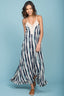 Tristan Striped Crochet Detail Maxi Dress Navy & Beige