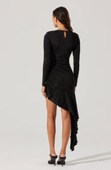 Lbruh Asymmetric Ruffle Hem Mini Dress