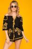 Gabriella Embroidered Tassel Romper Black
