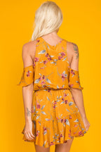Camila Floral Off The Shoulder Romper Orange