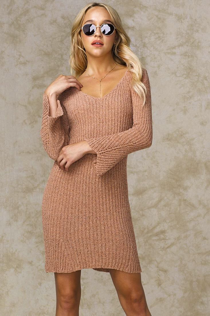 Amber Bodycon Sweater Dress Rose Main image