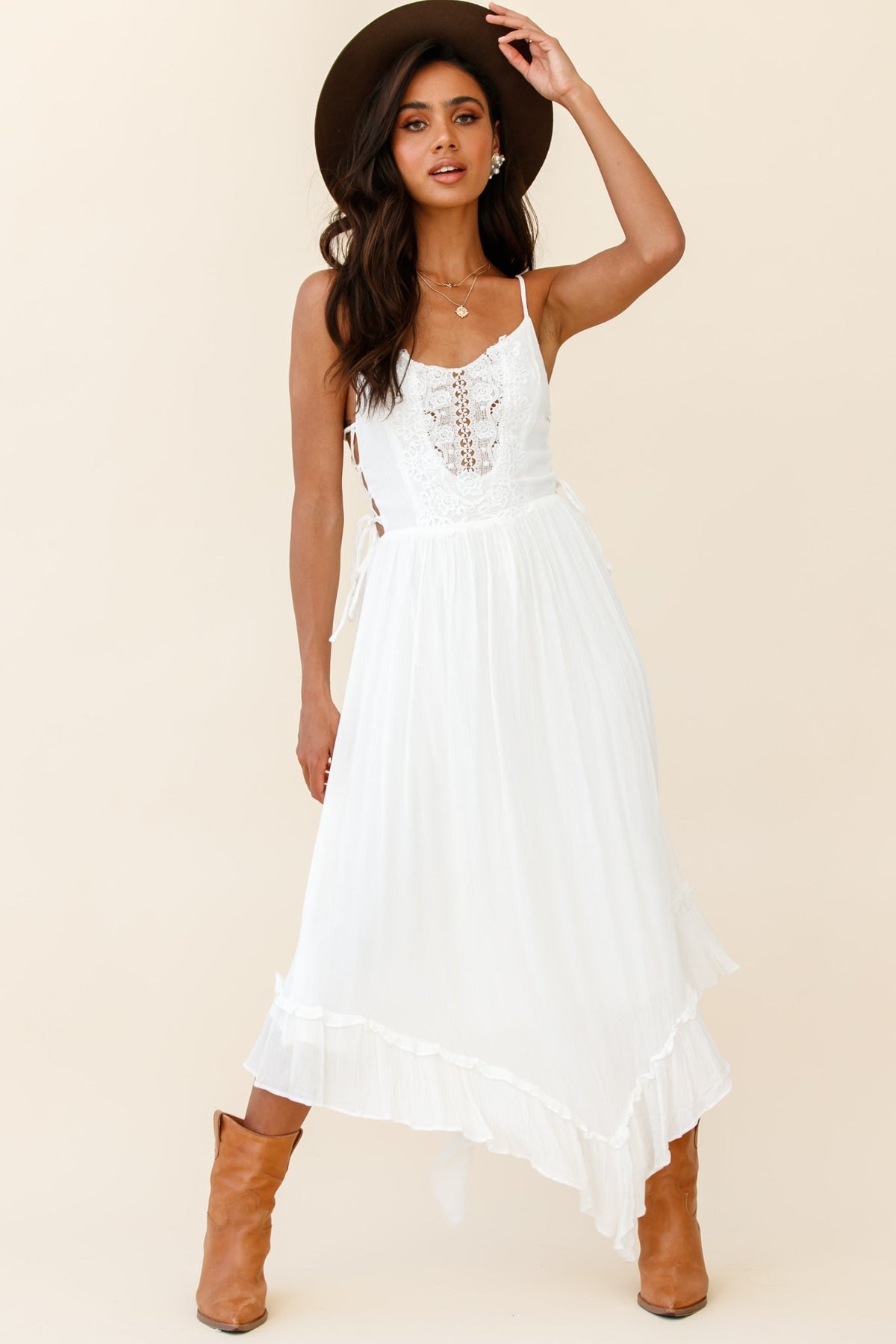 Angel Lace-up Maxi Dress White Main image
