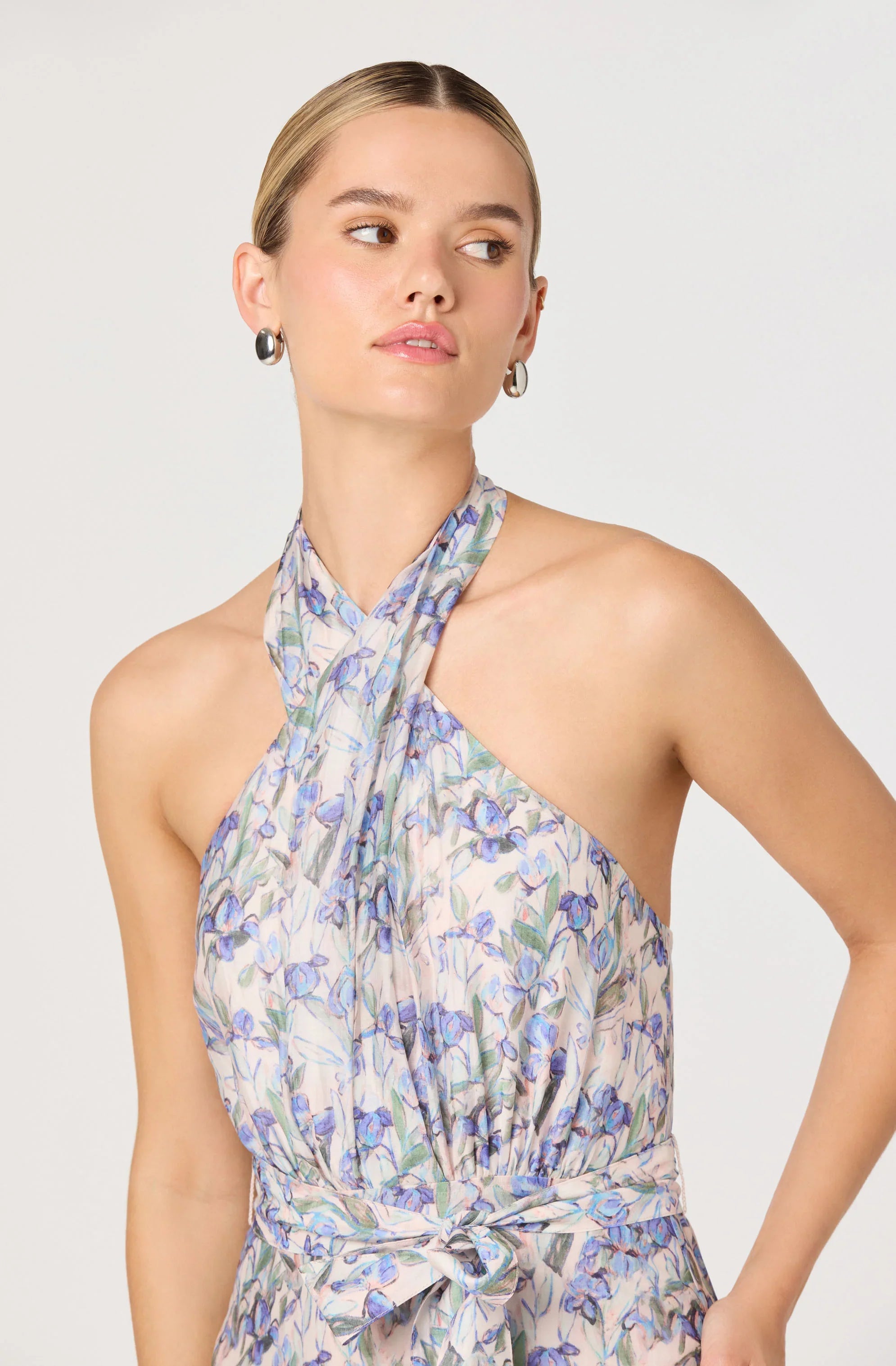 Lbruh Adamaris Floral Halter Tiered Ruffle Maxi Dress