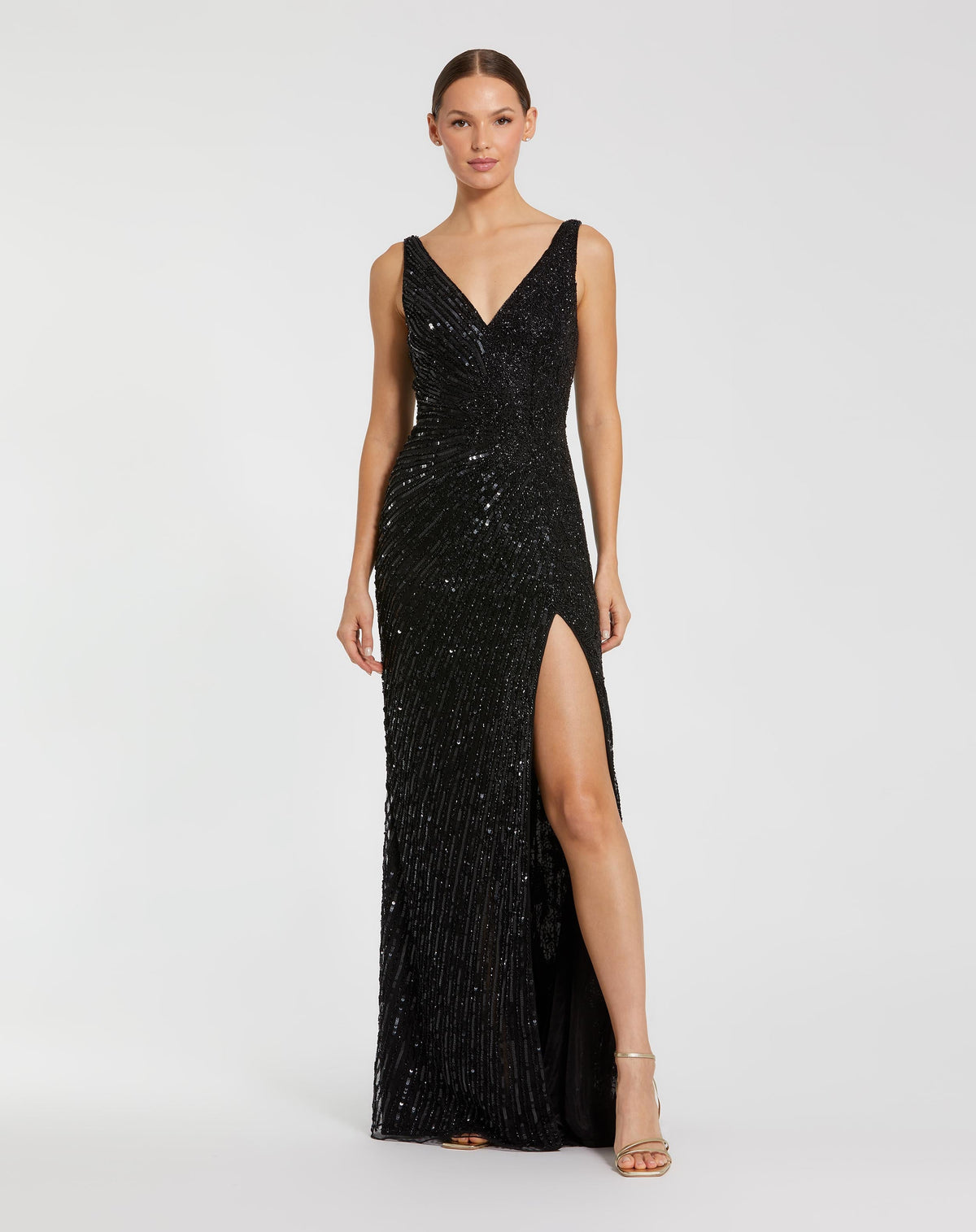 Beaded Floral Sleeveless Gown