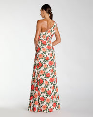 Multicolor Floral One Shoulder Slit Gown