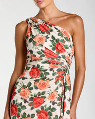 Multicolor Floral One Shoulder Slit Gown