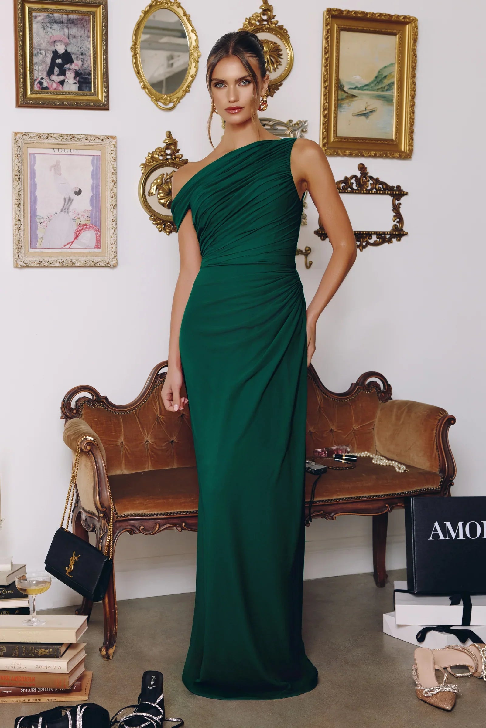 Melissa Gown - One Shoulder Chiffon Dress