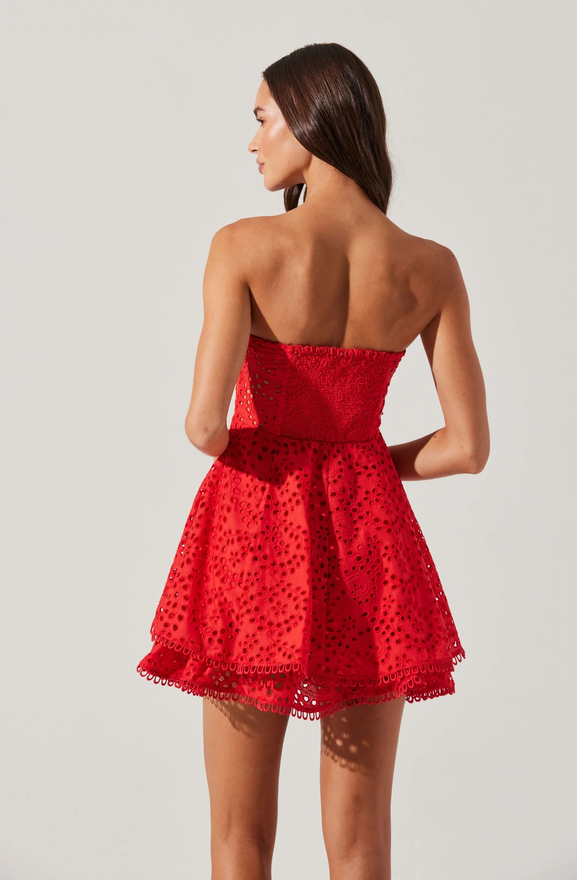 Lbruh Deasia Strapless Eyelet Mini Dress
