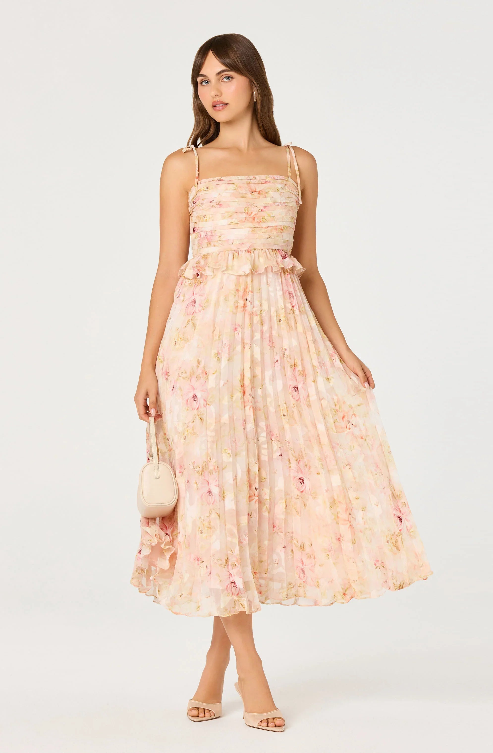 Inixyf Emerys Pleated Floral Midi Dress