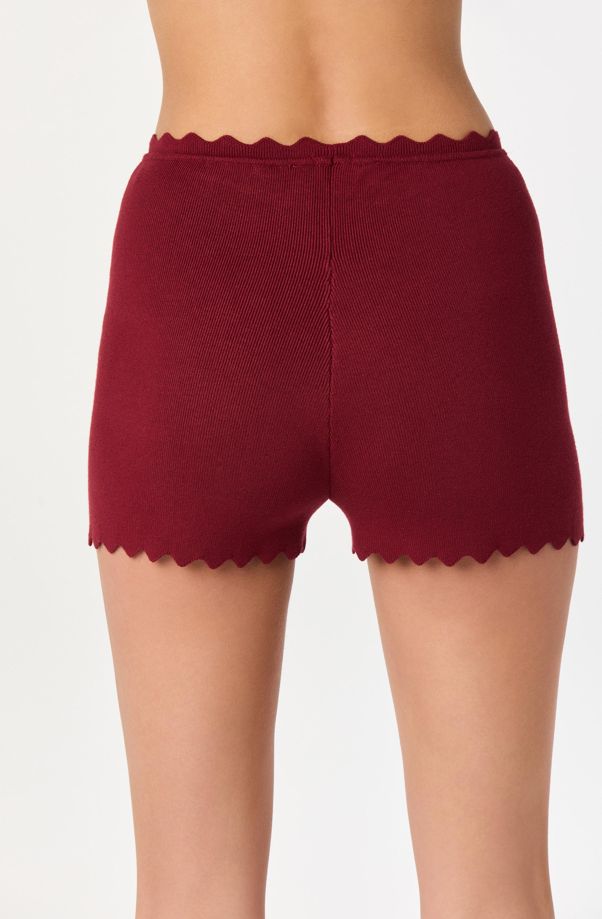 Inixyf Scalloped Trim Sweater Shorts