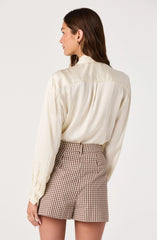 Inixyf Marbry High Neck Tie Detail Top
