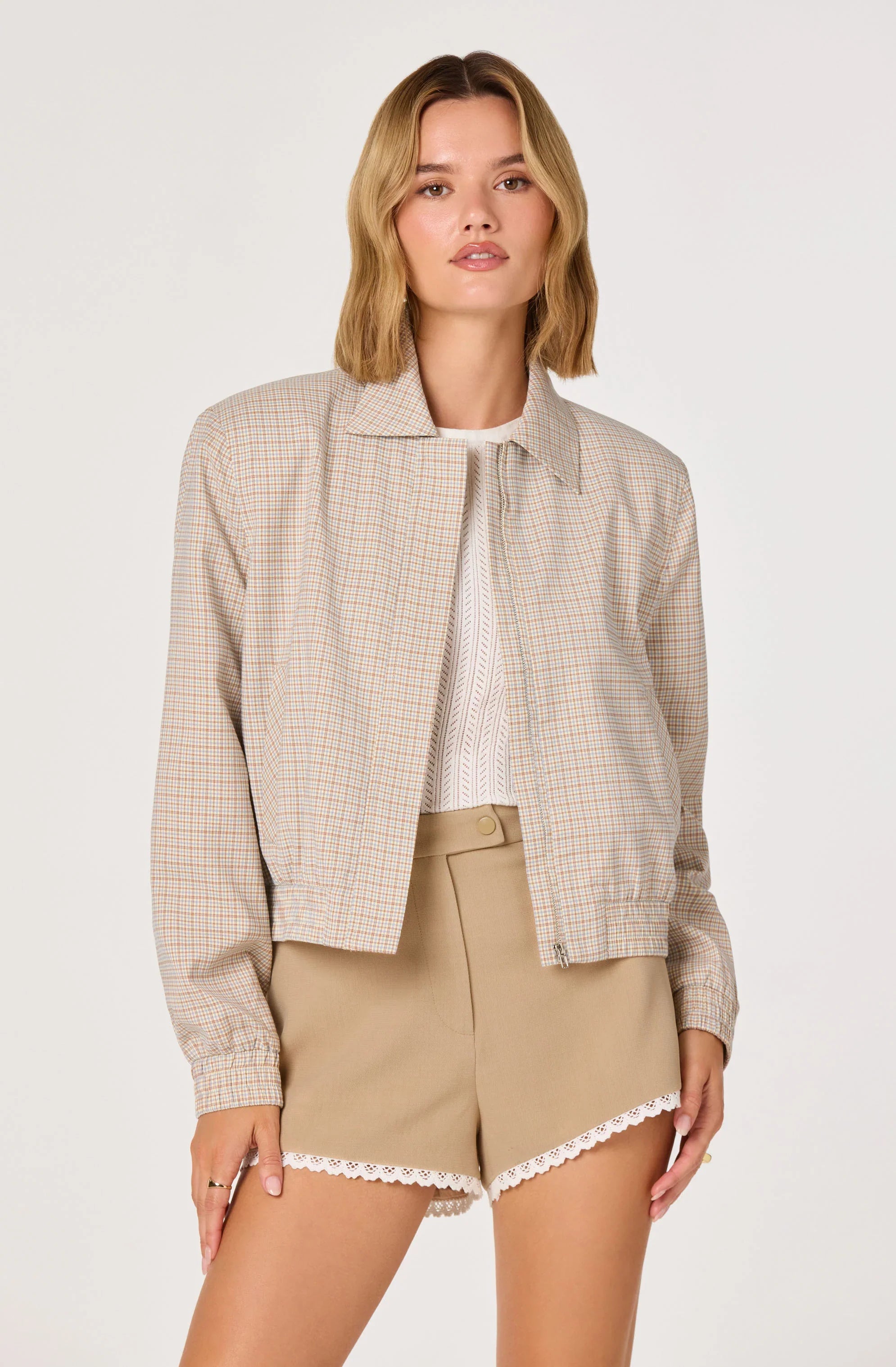 Inixyf Reid Plaid Elastic Hem Jacket