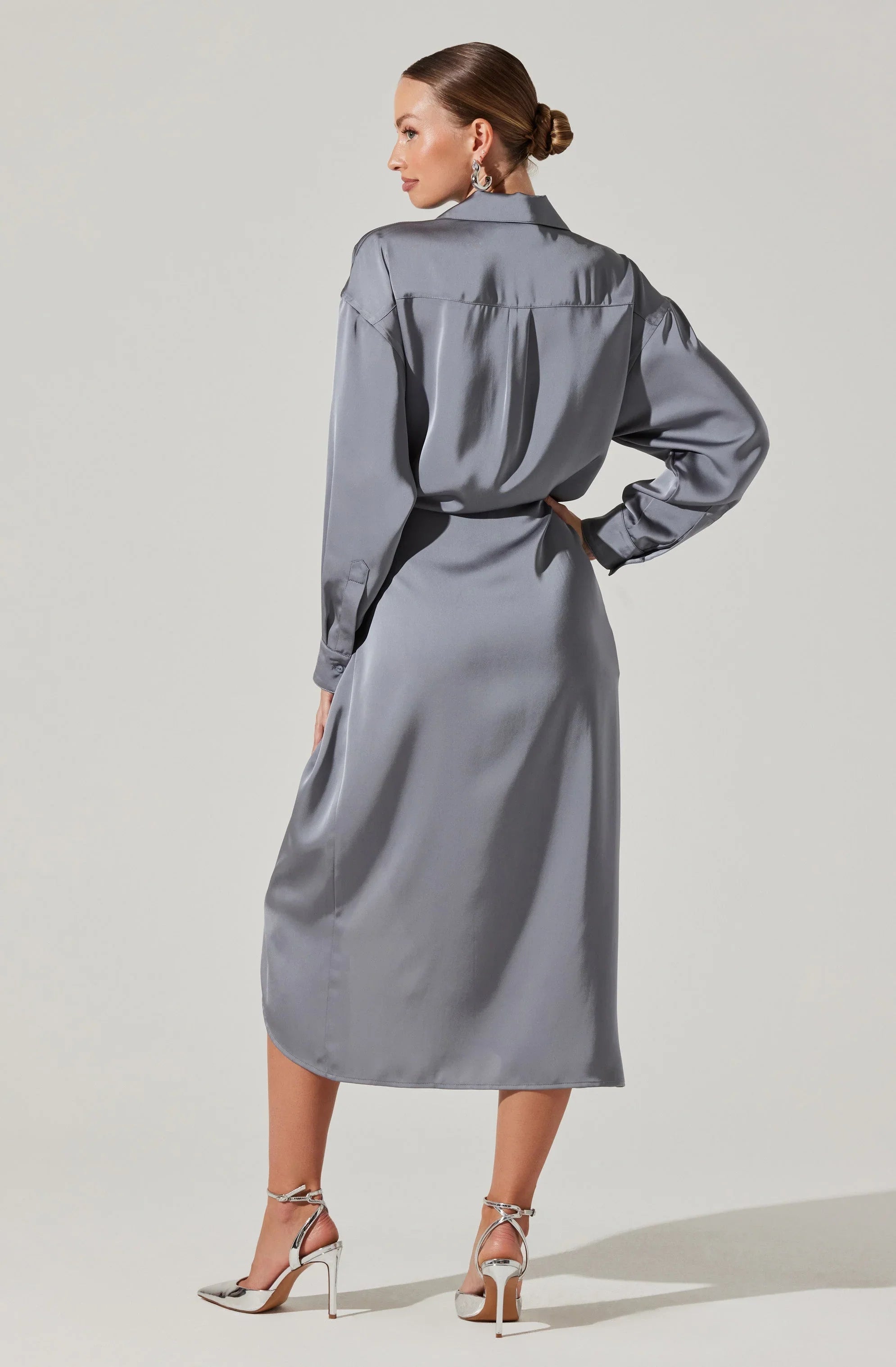 Lbruh Ira Satin Wrap Shirt Dress