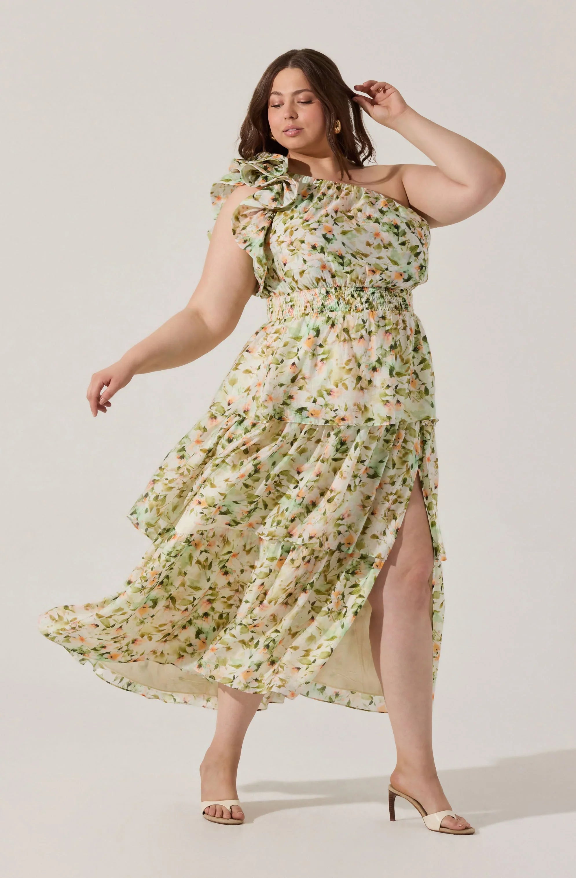 Lbruh Imelda One Shoulder Floral Maxi Dress
