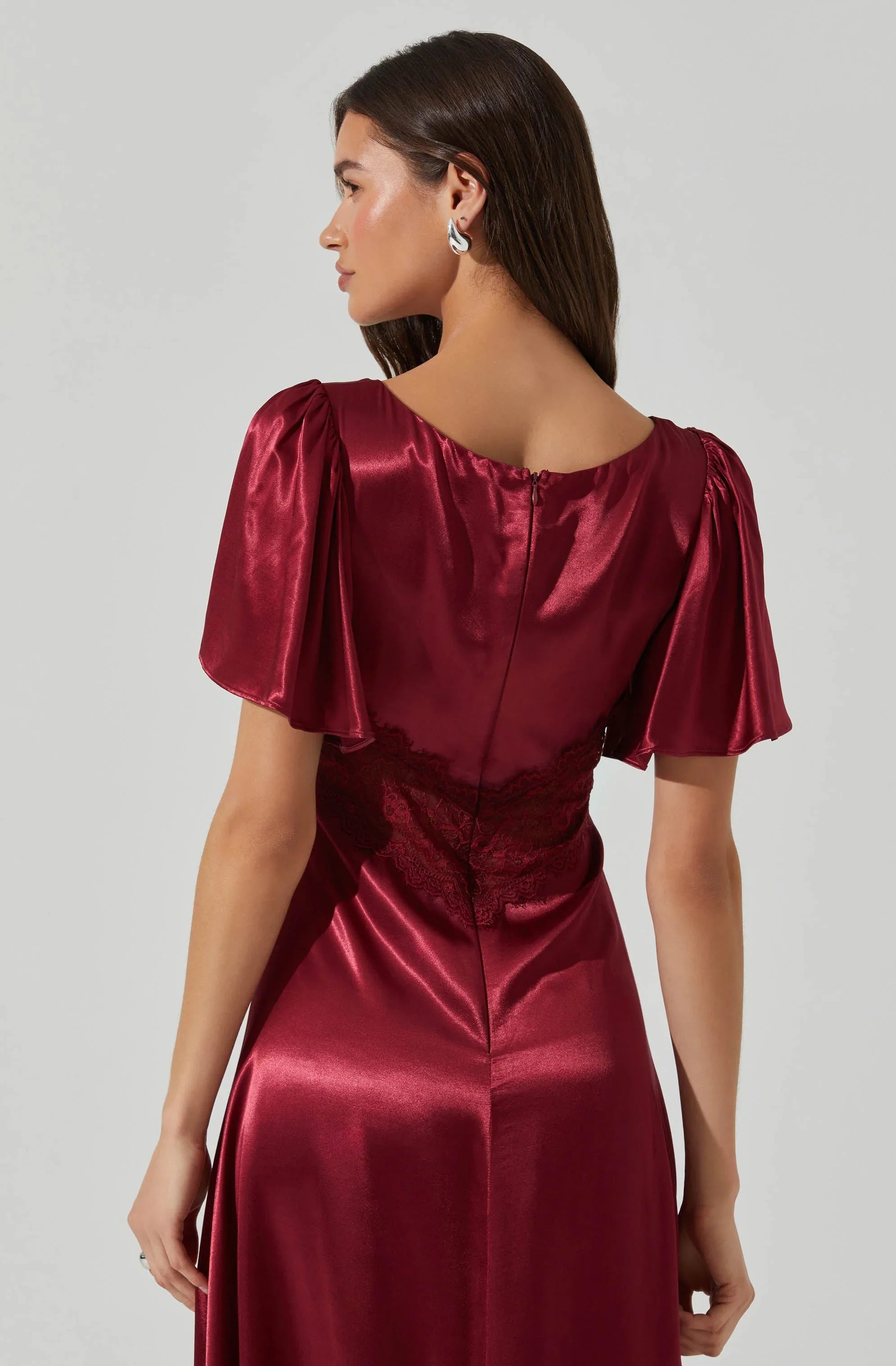 Lbruh Aurelia Satin V-Neck Midi Dress