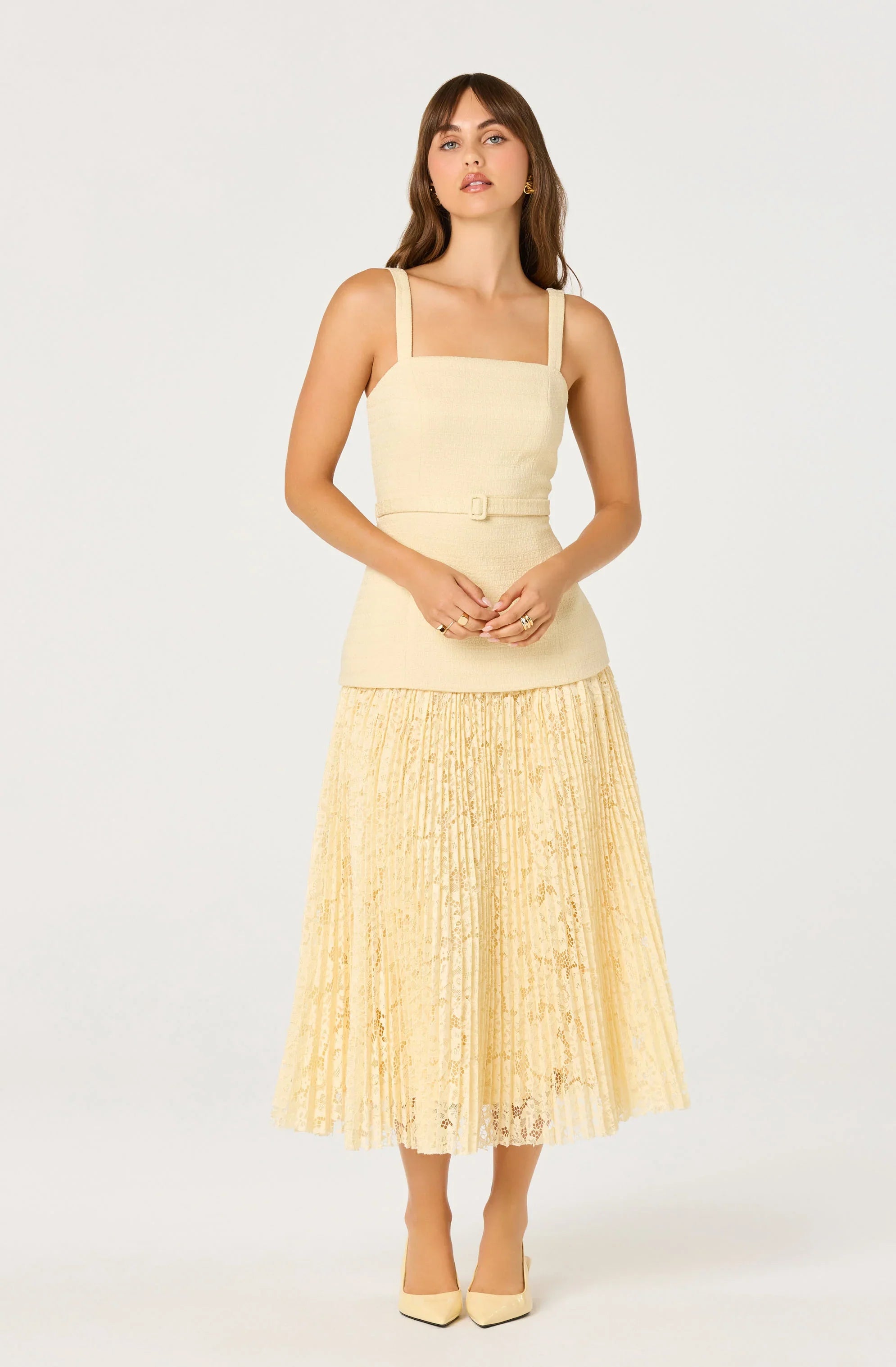 Inixyf Caitlin Mixed Media Tweed Maxi Dress
