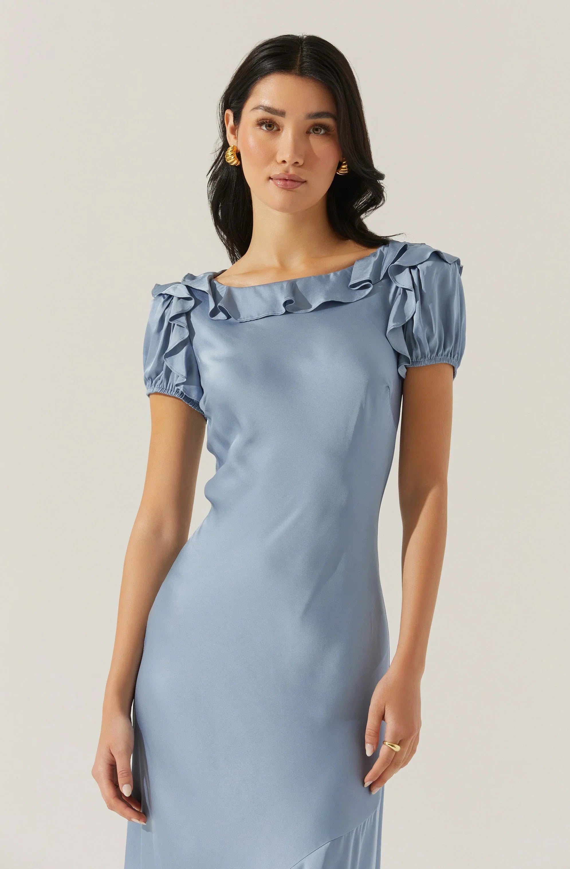 Lbruh Auden Satin Ruffle Midi dress