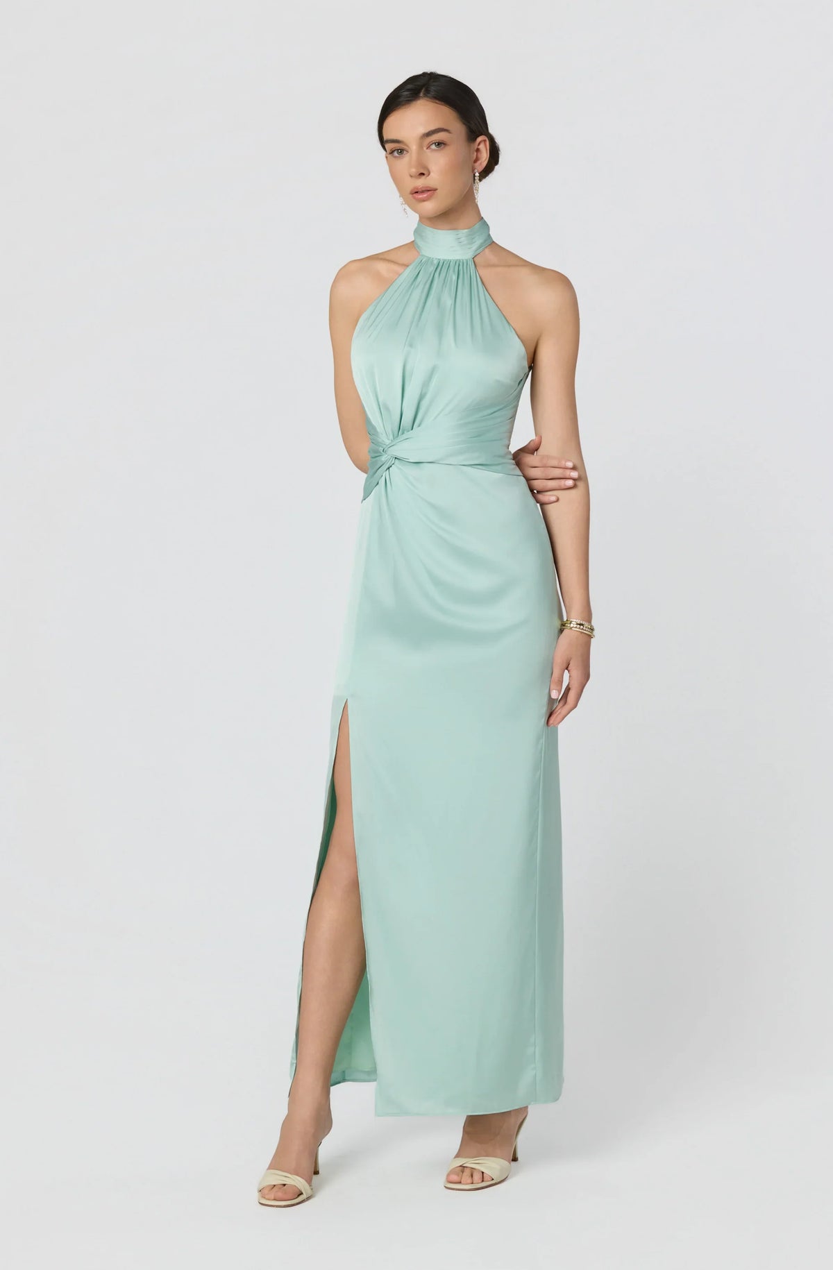 Inixyf Aspen Twist Front Halter Maxi Dress