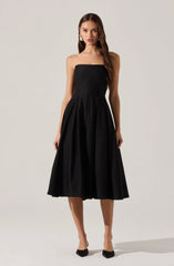 Lbruh Reiona Strapless Pleated Midi Dress