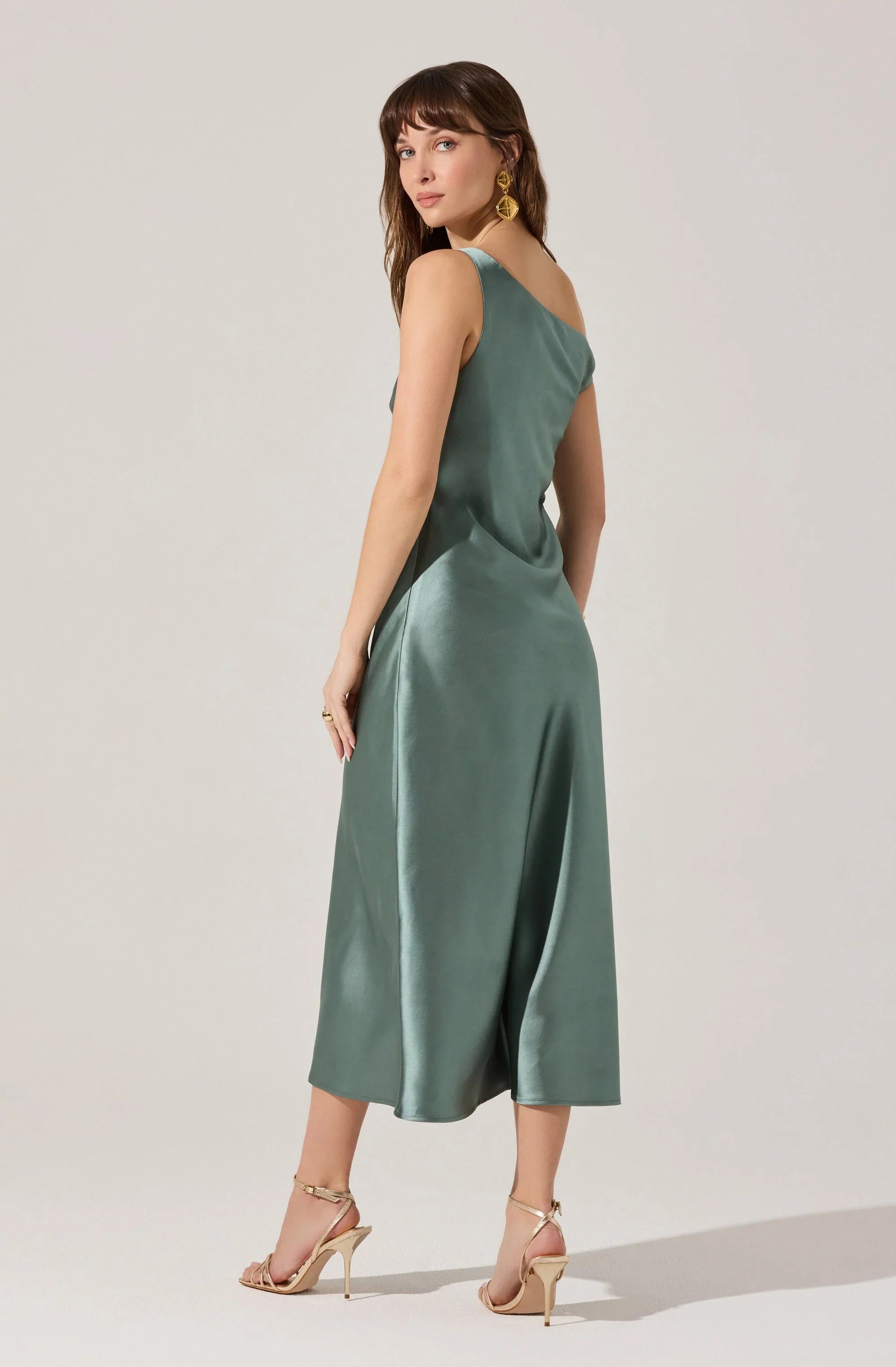 Lbruh Elain Satin Off Shoulder Midi Dress