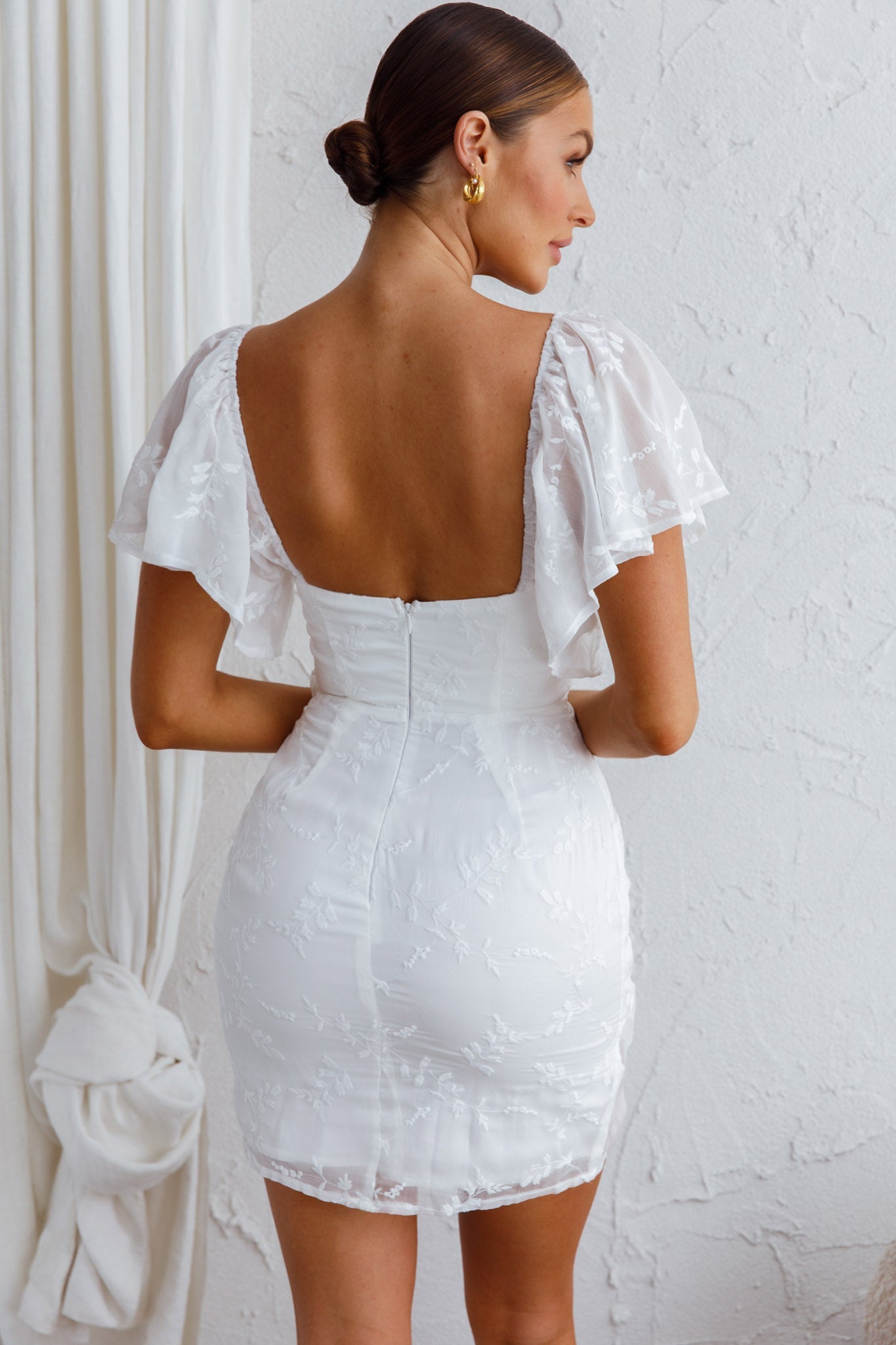 Aphrodite Molded Bust Angel Sleeve Wrap Dress Embroidered White Secondary image