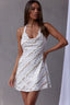 Champagne Showers Halterneck Slip Mini Dress Sequin Flower White