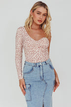 Fifi One Sleeve Bodysuit Leopard Rose