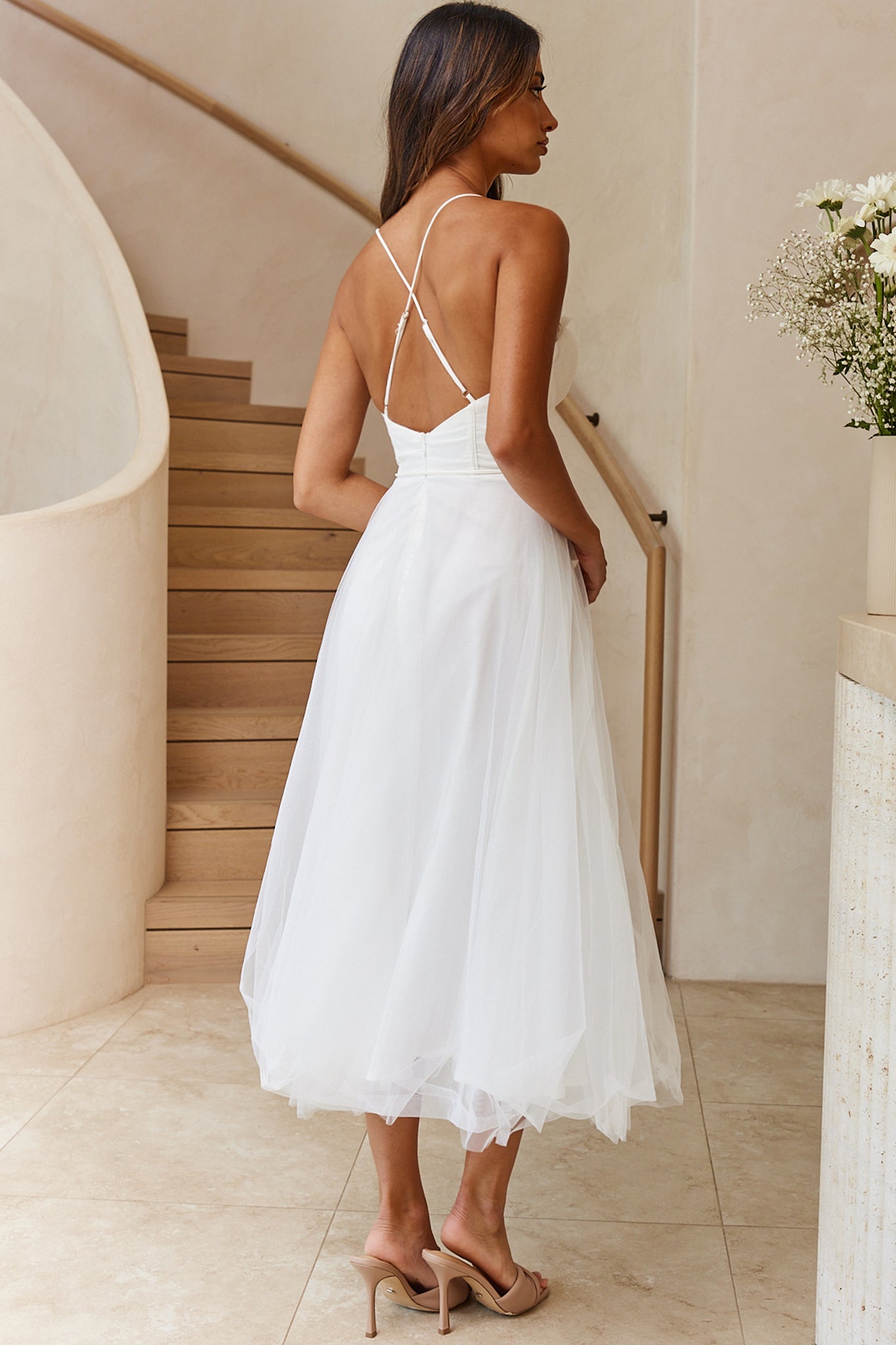 Smitten Sweetheart Neckline Chiffon Midi Dress White Secondary image