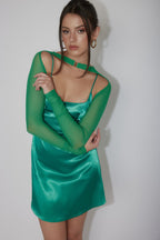 Moon Rising Faux Bolero Mini Dress Green
