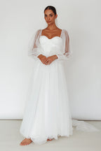 Fairytale Dream Sheer Sleeve Maxi Dress White