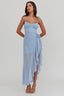 Nerida Waist Tie Asymmetric Dress Steel Blue