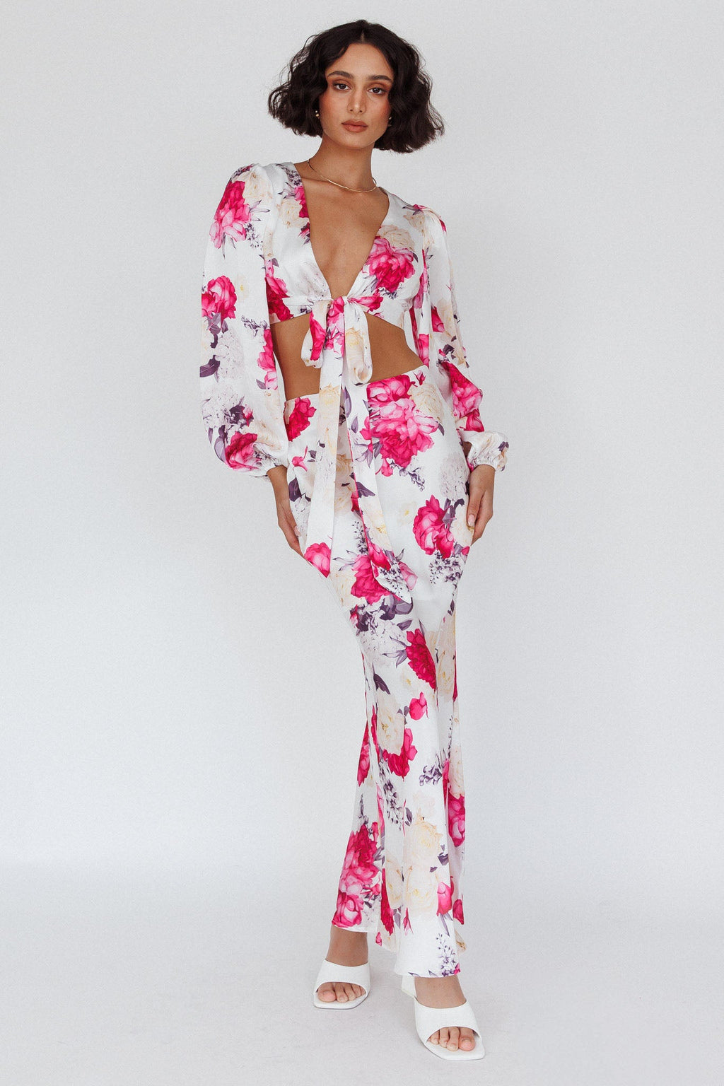 Meet Me In Fiji Tied Top Floral Pink